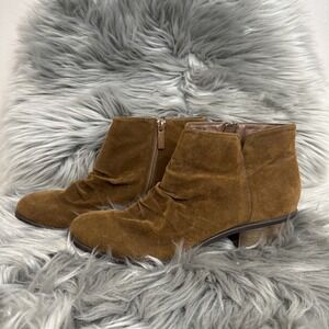 Bella Marie Womens Ankle Boots Size 8 Tan Brown Suede Fabric Booties New